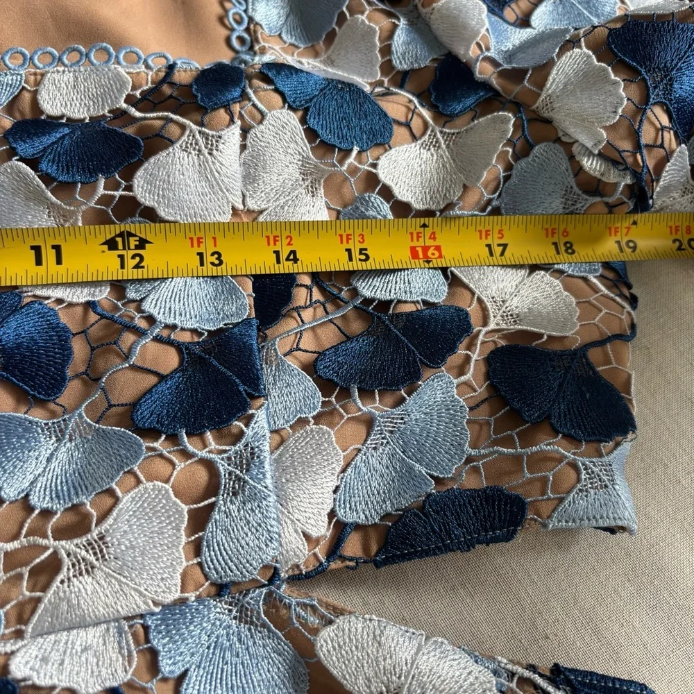 Adelyn Rae Blue Floral Lace Mini Dress XL | Puff Sleeve Cocktail Dress - Picture 7 of 10